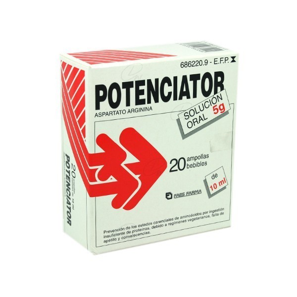POTENCIATOR 5 g SOLUCION ORAL, 20 ampollas bebibles de 10 ml