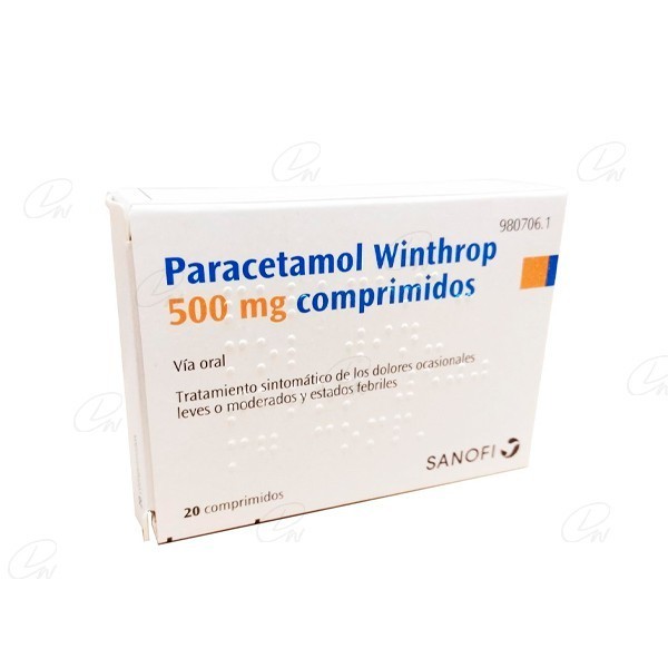 PARACETAMOL WINTHROP 500 mg COMPRIMIDOS, 20 comprimidos