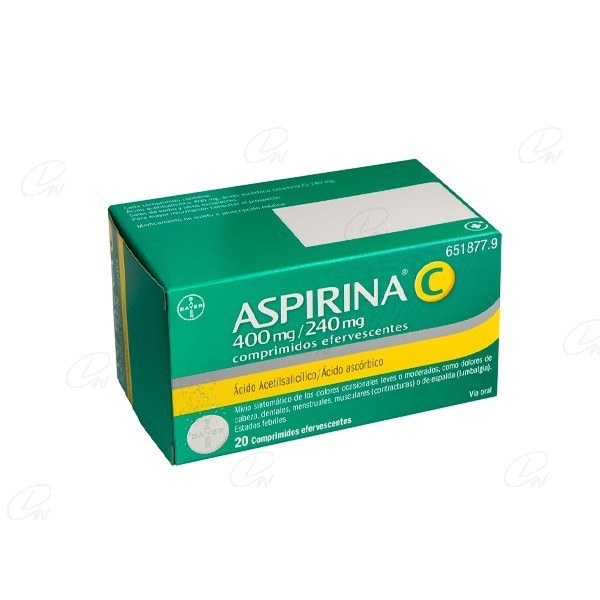 ASPIRINA C 400 mg/240 mg COMPRIMIDOS EFERVESCENTES, 20...