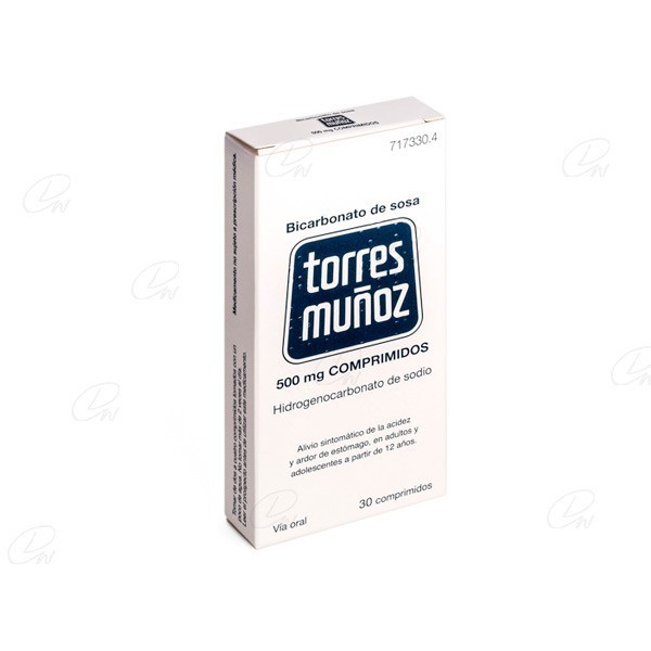 BICARBONATO DE SOSA TORRES  MUÑOZ  500 mg COMPRIMIDOS, 30 comprimidos
