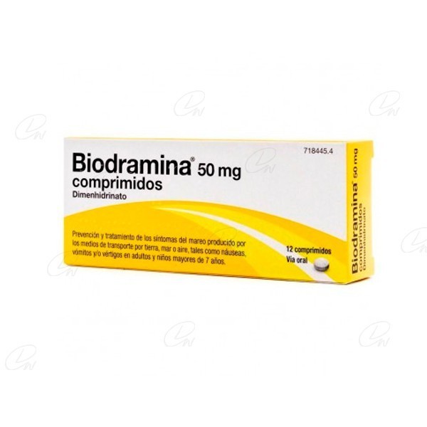 BIODRAMINA 50 mg COMPRIMIDOS, 12 comprimidos
