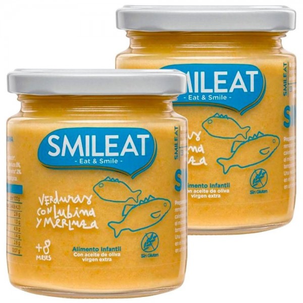 smileat tarrito de verduras con lubina y merluza 230 gr