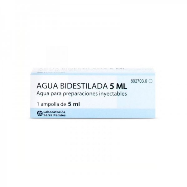 AGUA BIDESTILADA AMPOLLAS, 1 ampolla de 5 ml