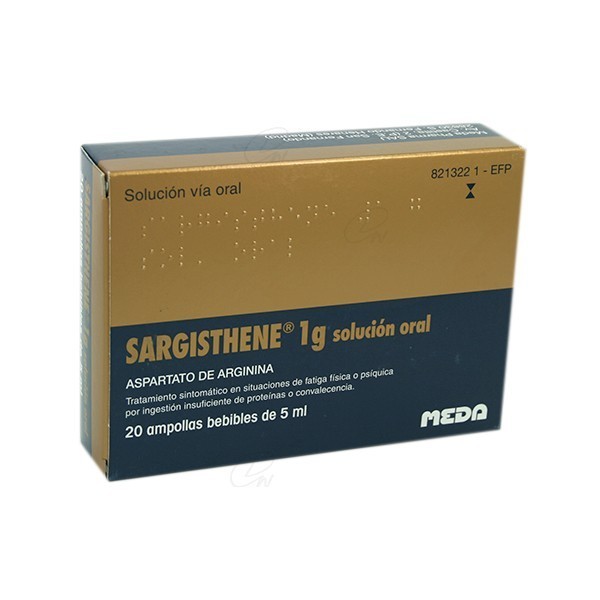 SARGISTHENE 1 g SOLUCION ORAL, 20 ampollas bebibles de 5 ml