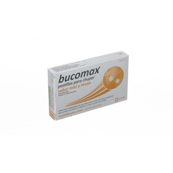 BUCOMAX PASTILLAS PARA CHUPAR SABOR MIEL Y LIMON, 24...