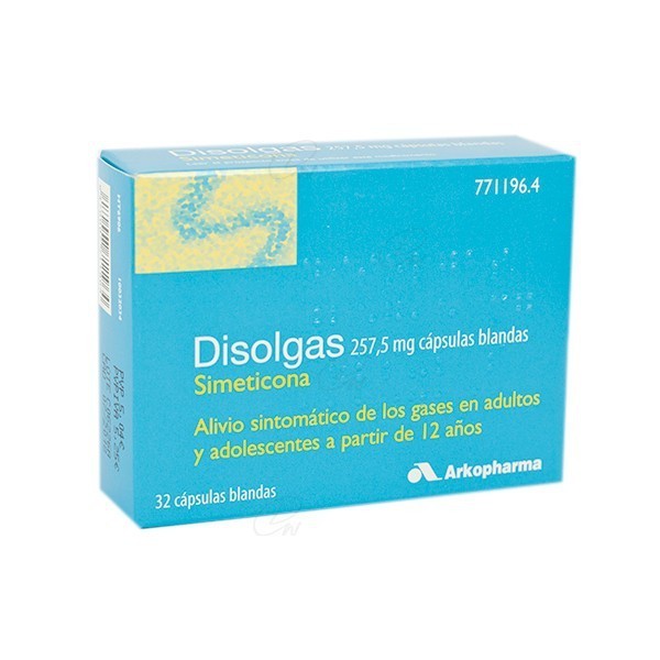DISOLGAS 257,5 mg CAPSULAS BLANDAS, 32 cápsulas